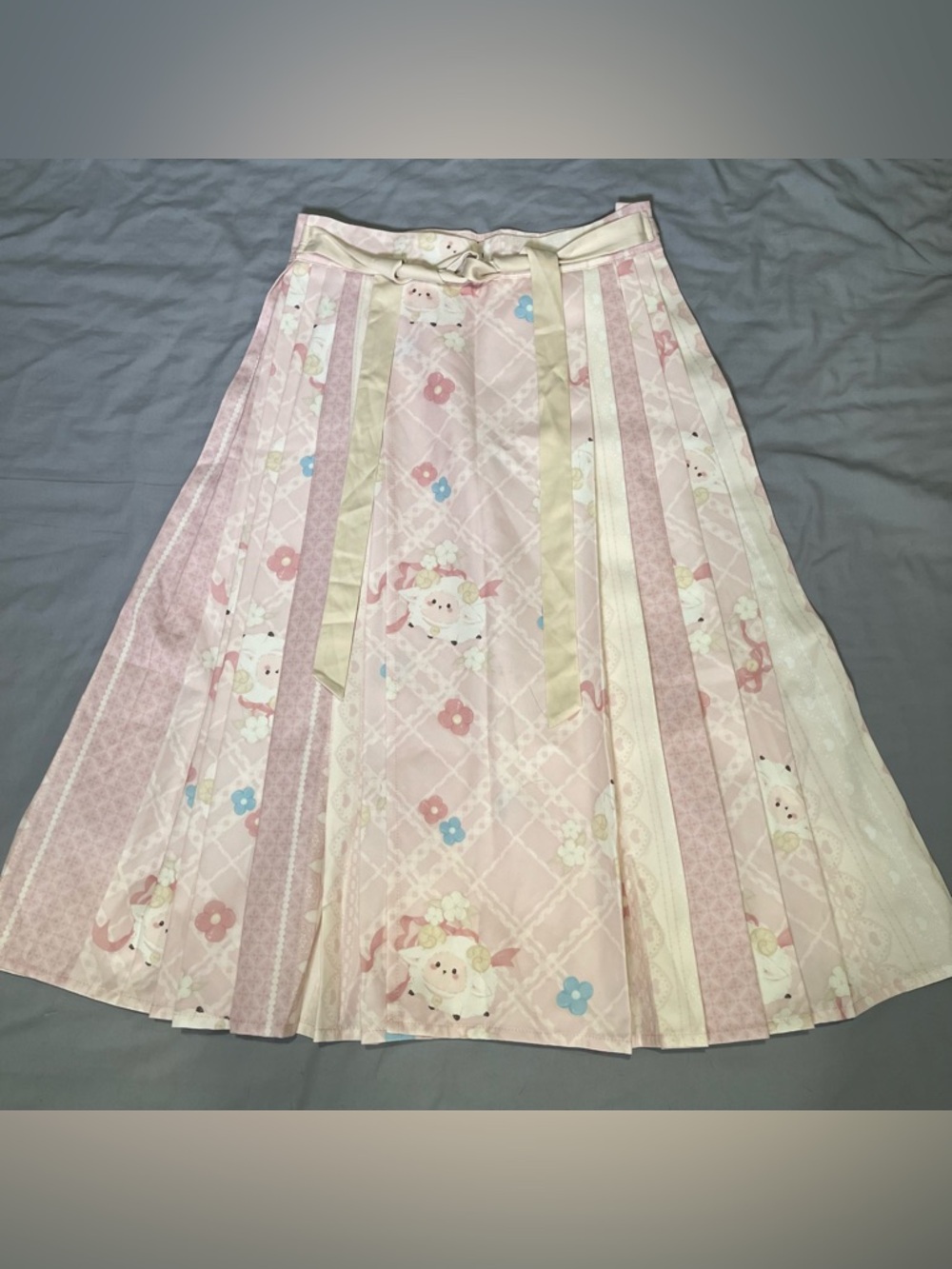 Pink sheep print casual hanyuansu mamianqun horse face skirt